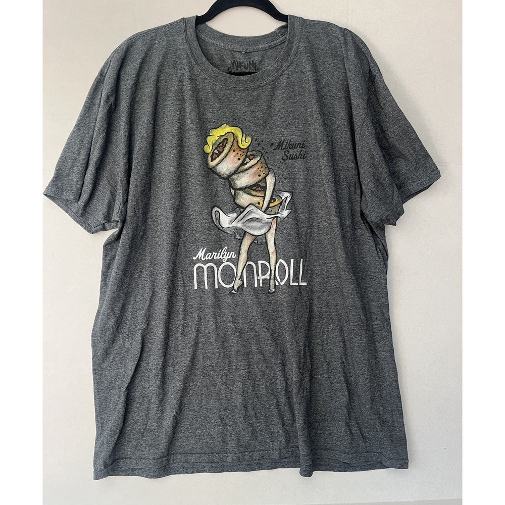 Mikuni‎ Original Shirt Size S Womens Marilyn Monroll Sushi Foodie Gray XXL